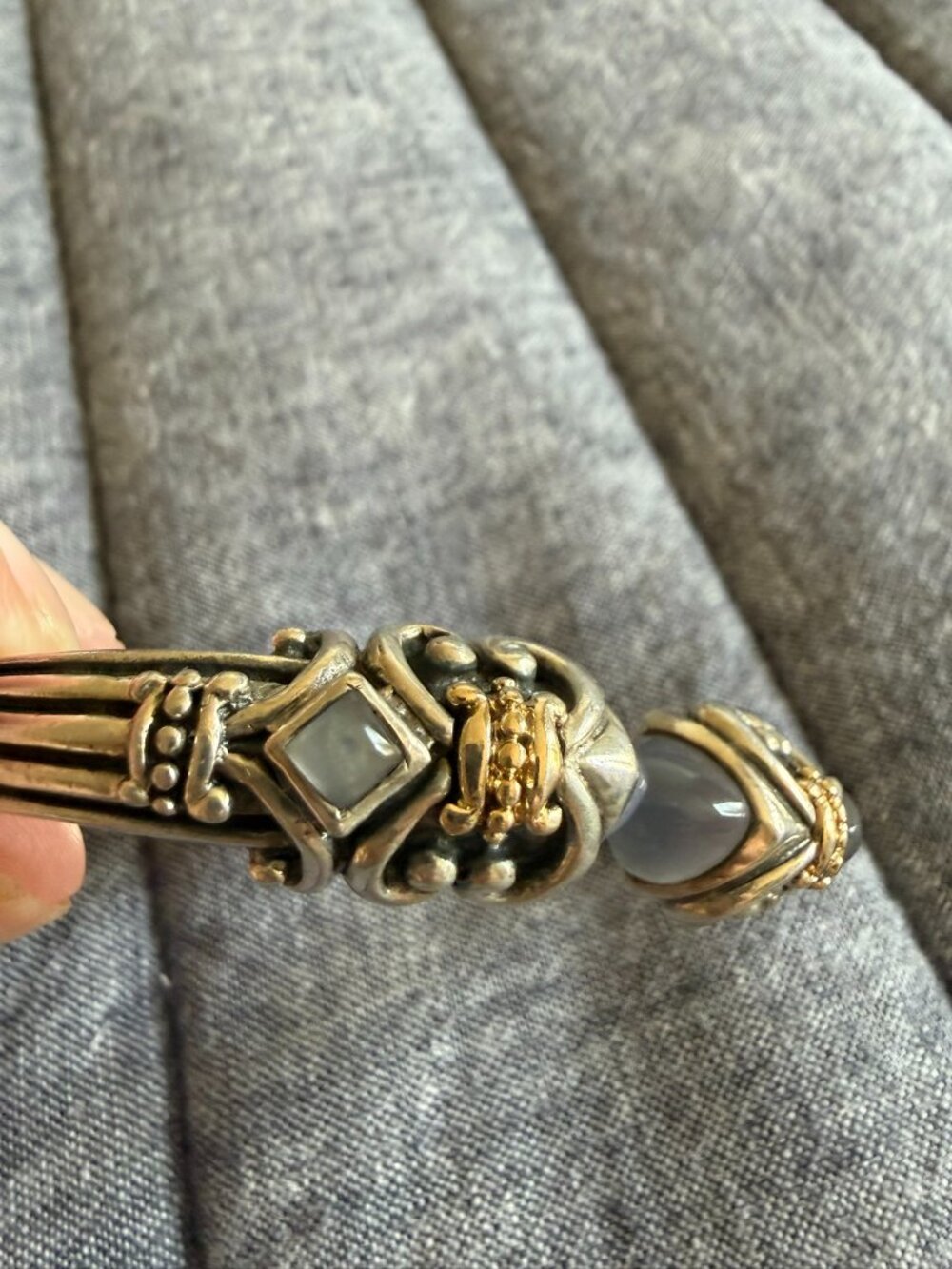 BJC Sterling Bracelet with 18K accent pieces and moonstones